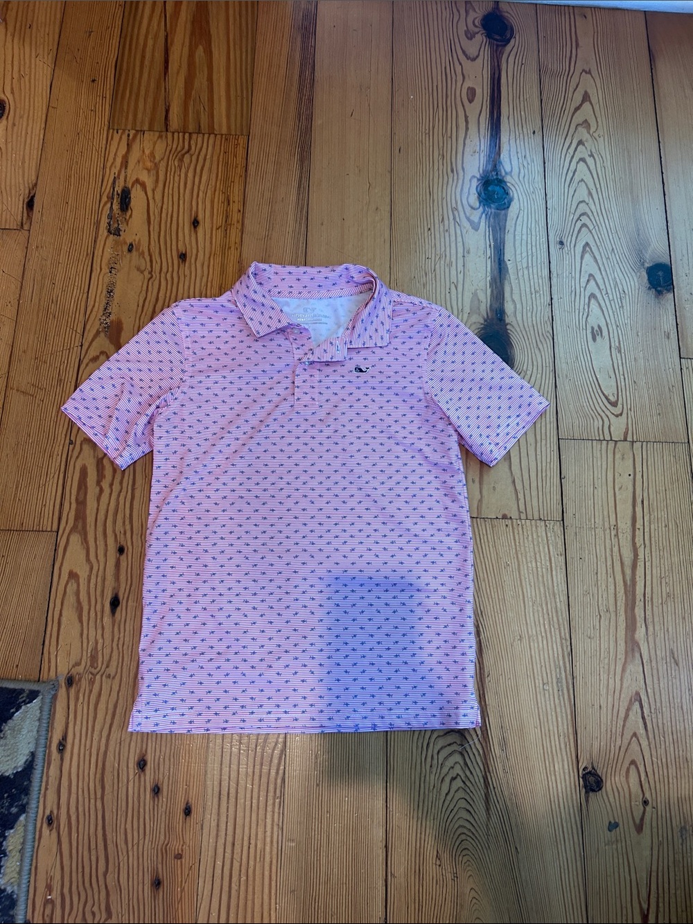 Vineyard Vines Kids Pink Polo Shirt with Micro Print Fish